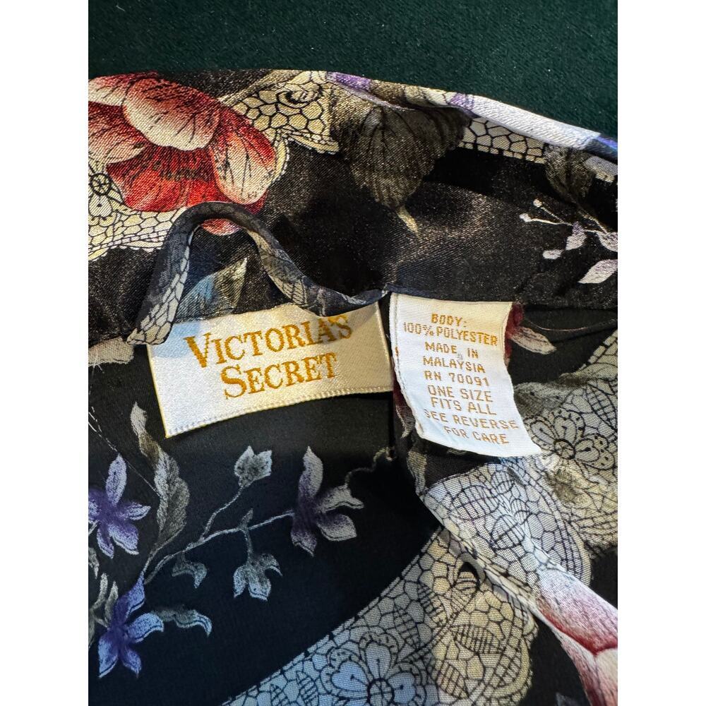 VINTAGE VICTORIA'S SECRET Gold Label Sheer Floral Kimono Robe-One Size - Picture 5 of 5